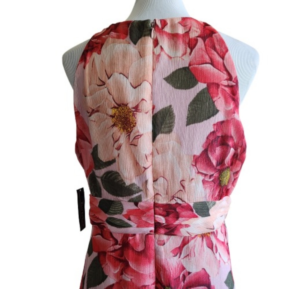 🆕️⬇️R & M Richards Floral Chiffon Gown With Halter Neckline And Ruffled Skirt - Picture 12 of 16